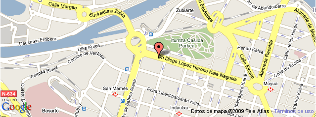 Mapa con la localización de las oficinas de Eventia SL en Gran Vía 81, Bilbao.